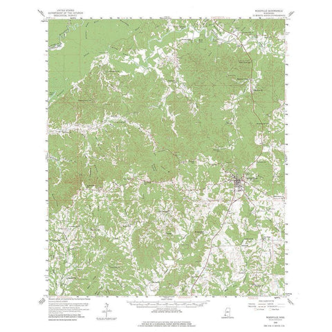 Woodville Mississippi Quad - USGS 1958 White Modern Wood Framed Art Print by USGS