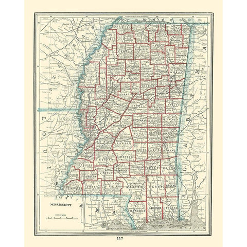 Mississippi - Rathbun 1893 Gold Ornate Wood Framed Art Print with Double Matting by Rathbun