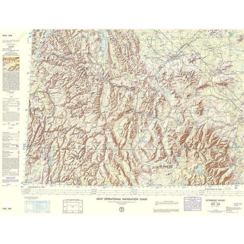 Bitterroot Range Montana Idaho Wyoming Sheet Gold Ornate Wood Framed Art Print with Double Matting by USAF