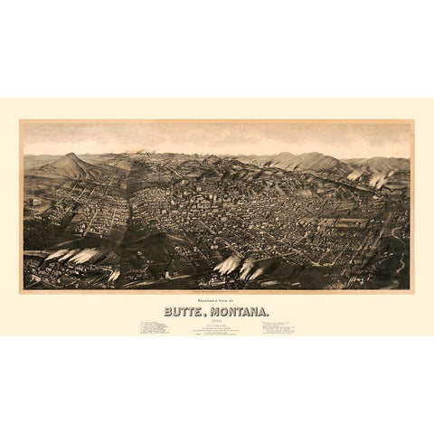 Butte Montana - Wellge 1904  Black Modern Wood Framed Art Print with Double Matting by Wellge