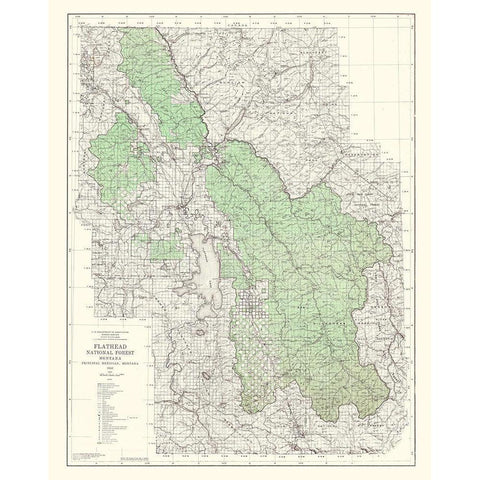 Flathead National Forest Montana - USGS 1948 Black Modern Wood Framed Art Print by USGS