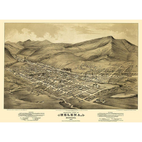 Helena Montana - Wells 1875 White Modern Wood Framed Art Print by Wells