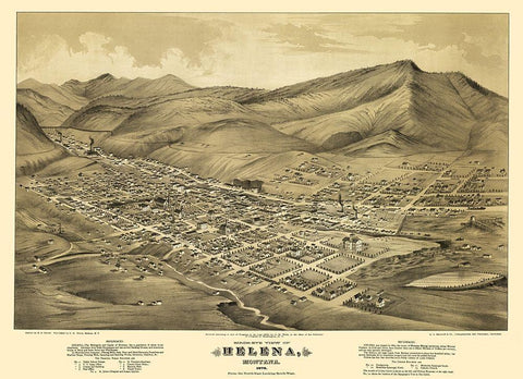 Helena Montana - Wells 1875 Black Ornate Wood Framed Art Print with Double Matting by Wells