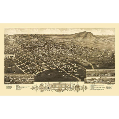 Helena Montana - Stoner 1883 Gold Ornate Wood Framed Art Print with Double Matting by Stoner