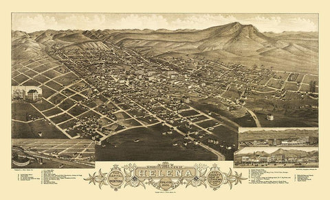 Helena Montana - Stoner 1883 Black Ornate Wood Framed Art Print with Double Matting by Stoner