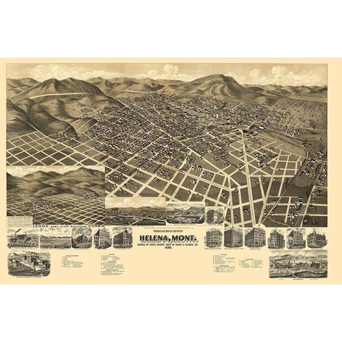 Helena Montana - American Pub Co 1890 White Modern Wood Framed Art Print by American Pub Co