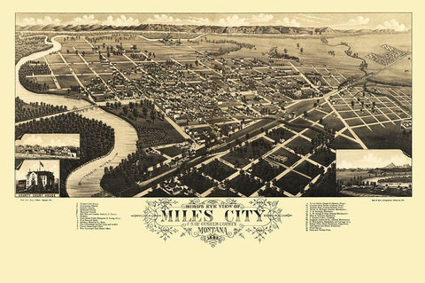 Miles City Montana - Stoner 1883 Black Ornate Wood Framed Art Print with Double Matting by Stoner