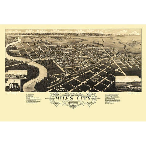 Miles City Montana - Stoner 1883 Gold Ornate Wood Framed Art Print with Double Matting by Stoner