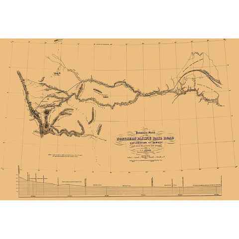 Northern Pacific Railroad Preliminary Survey 2 Gold Ornate Wood Framed Art Print with Double Matting by Wagner