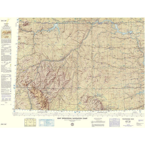 Yellowstone River Montana Aeronautical Sheet Gold Ornate Wood Framed Art Print with Double Matting by USAF