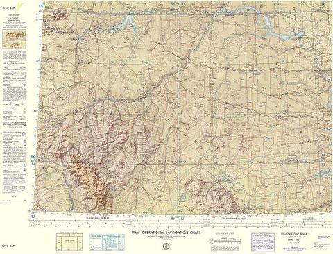 Yellowstone River Montana Aeronautical Sheet Black Ornate Wood Framed Art Print with Double Matting by USAF