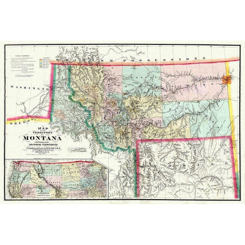 Montana Territory - Delacy 1872 Black Modern Wood Framed Art Print by Delacy