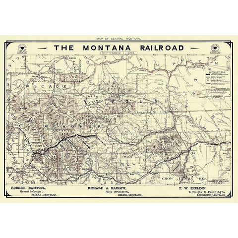 Montana Railroad - Polley 1899 White Modern Wood Framed Art Print by Polley