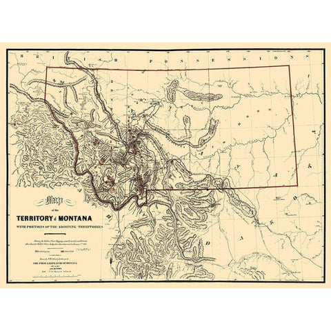 Montana - de Lacy 1865  Black Modern Wood Framed Art Print by de Lacy