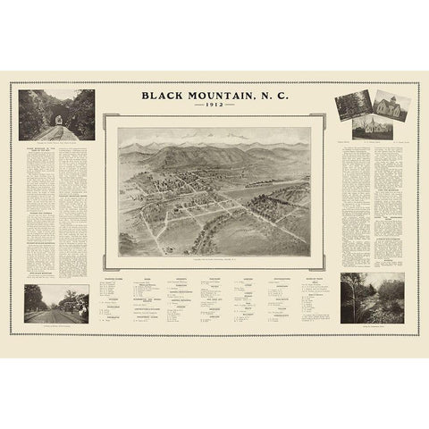 Black Mountain North Carolina - Fowler 1912 White Modern Wood Framed Art Print by Fowler