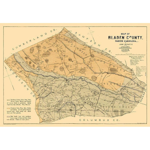 Bladen County North Carolina - Mc Duffie 1885  White Modern Wood Framed Art Print by Mc Duffie
