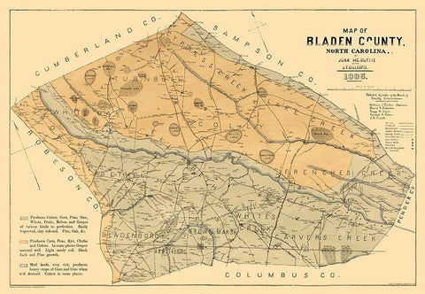 Bladen County North Carolina - Mc Duffie 1885  Black Ornate Wood Framed Art Print with Double Matting by Mc Duffie