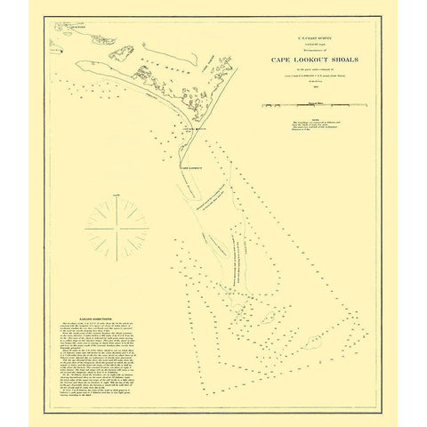 Cape Lookout Shoals - USCS 1864 Black Modern Wood Framed Art Print by USCS