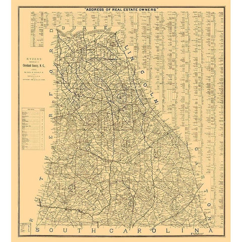 Cleveland County North Carolina - Kyzer 1886  Black Modern Wood Framed Art Print with Double Matting by Kyzer