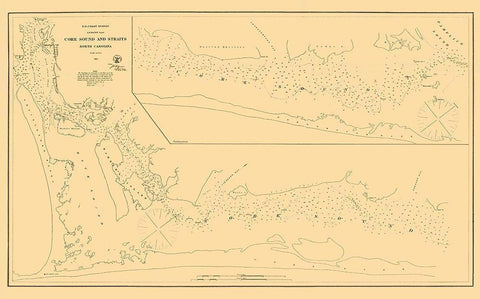 Core Sound, Straits - USCS 1864 White Modern Wood Framed Art Print with Double Matting by USCS
