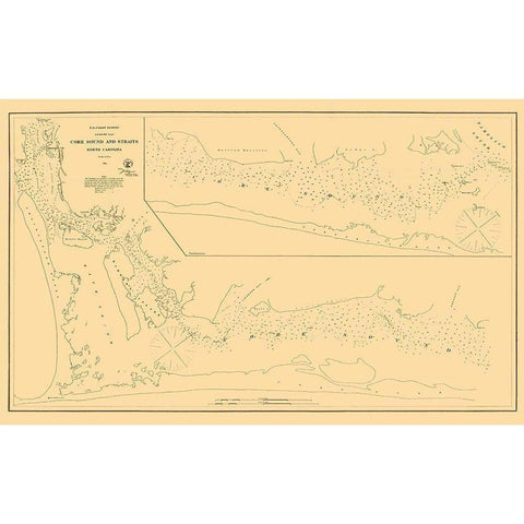 Core Sound, Straits - USCS 1864 White Modern Wood Framed Art Print by USCS