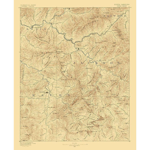 Cowee North Carolina Sheet - USGS 1886 White Modern Wood Framed Art Print by USGS