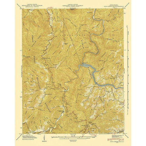 Cove Creek Gap North Carolina Quad - USGS 1935 Black Modern Wood Framed Art Print with Double Matting by USGS