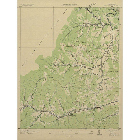 Dellwood North Carolina Quad - USGS 1935 White Modern Wood Framed Art Print by USGS