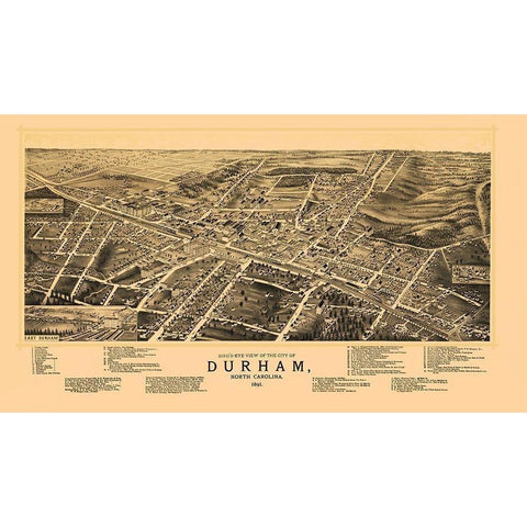 Durham North Carolina - Ruger 1891 Gold Ornate Wood Framed Art Print with Double Matting by Ruger