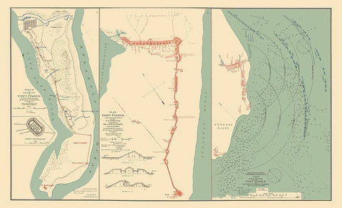 Fort Fisher Battle North Carolina - Comstock 1893 White Modern Wood Framed Art Print with Double Matting by Comstock