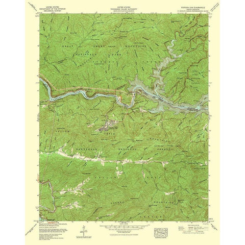 Fontana Dam North Carolina Quad - USGS 1935 Gold Ornate Wood Framed Art Print with Double Matting by USGS