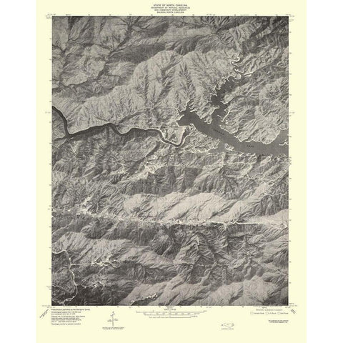 Fontana North Carolina Quad - USGS 1935 White Modern Wood Framed Art Print by USGS