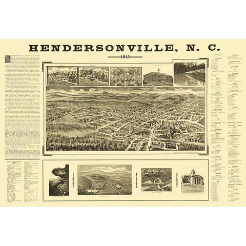 Hendersonville North Carolina - Fowler 1913 White Modern Wood Framed Art Print by Fowler