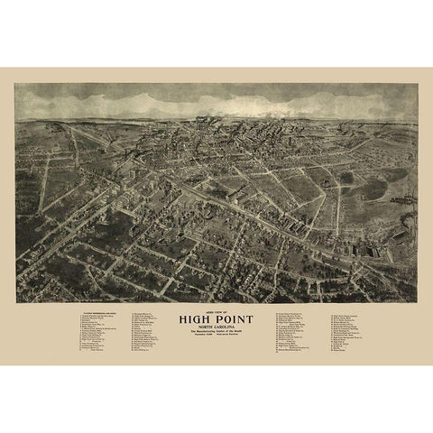 High Point North Carolina - Hart 1913 Black Modern Wood Framed Art Print with Double Matting by Hart