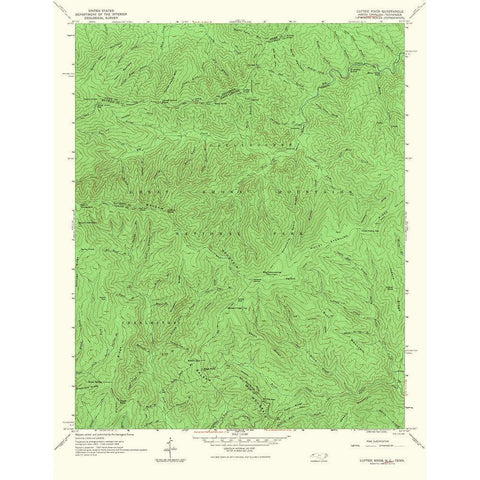 Luftee Knob North Carolina Tennessee Quad Black Modern Wood Framed Art Print by USGS