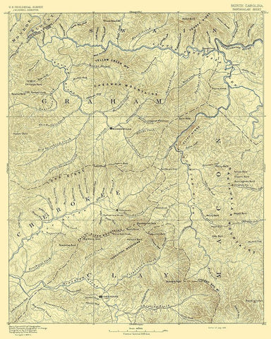 Nantahalah North Carolina Quad - USGS 1892 Black Ornate Wood Framed Art Print with Double Matting by USGS