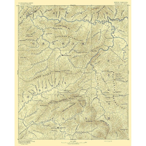 Nantahalah North Carolina Quad - USGS 1892 Black Modern Wood Framed Art Print with Double Matting by USGS