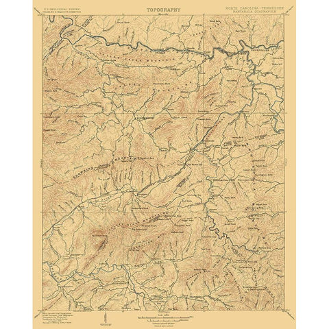 Nantahala North Carolina Tennessee Quad - USGS Black Modern Wood Framed Art Print with Double Matting by USGS