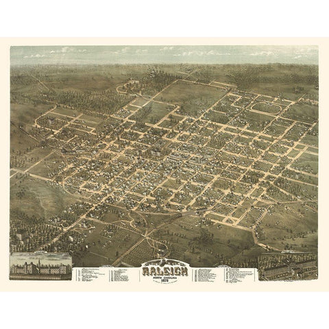 Raleigh North Carolina - Drie 1872 Black Modern Wood Framed Art Print by Drie