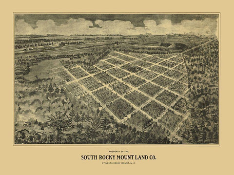 Rocky Mount South North Carolina - Fowler 1907 Black Ornate Wood Framed Art Print with Double Matting by Fowler