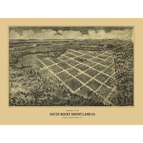 Rocky Mount South North Carolina - Fowler 1907 Black Modern Wood Framed Art Print with Double Matting by Fowler