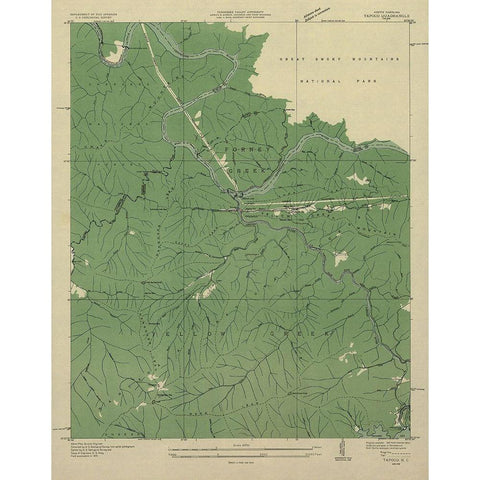 Tapoco North Carolina Tennessee Quad - USGS 1935 White Modern Wood Framed Art Print by USGS