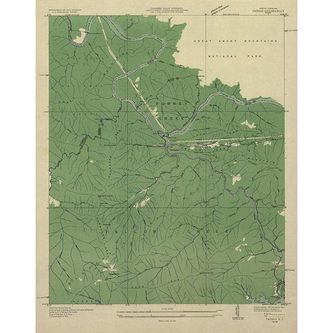 Tapoco North Carolina Tennessee Quad - USGS 1935 Gold Ornate Wood Framed Art Print with Double Matting by USGS