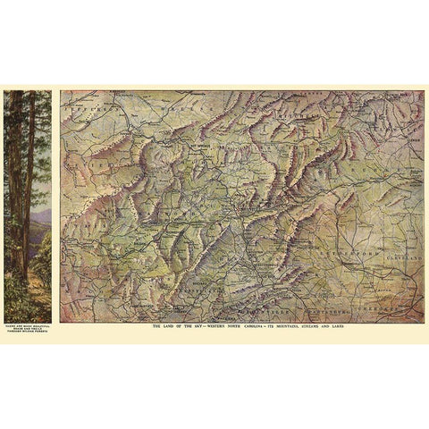 Western North Carolina - Southern Railway 1917 Black Modern Wood Framed Art Print with Double Matting by Southern Railway