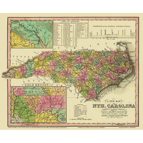 North Carolina - Tanner 1833 White Modern Wood Framed Art Print by Tanner