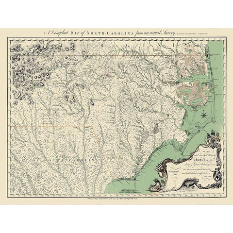 North Carolina - Bayly 1770 Black Modern Wood Framed Art Print with Double Matting by Bayly