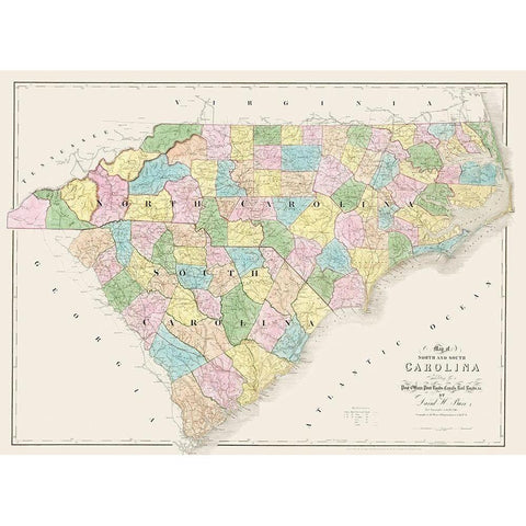 North Carolina, South Carolina - Burr 1839 White Modern Wood Framed Art Print by Burr