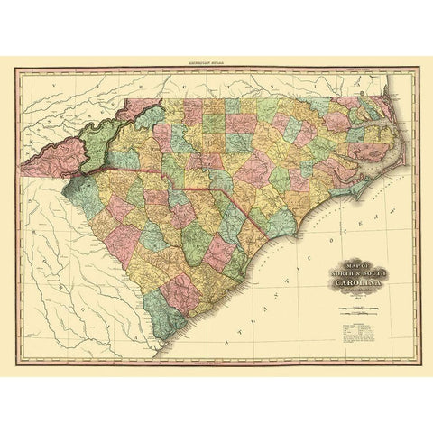 North Carolina, South Carolina - Tanner 1825 Black Modern Wood Framed Art Print with Double Matting by Tanner