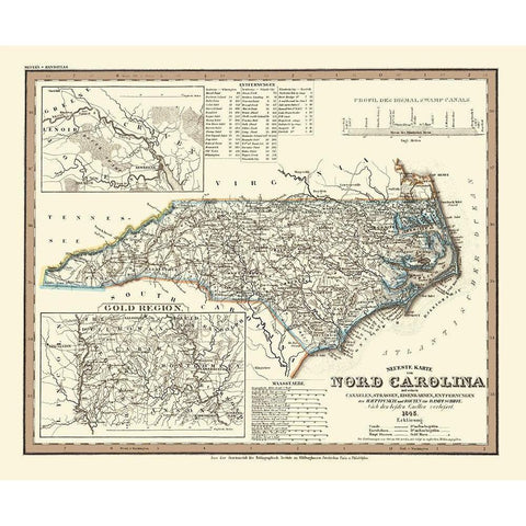 North Carolina - Meyer 1845 Black Modern Wood Framed Art Print by Meyer