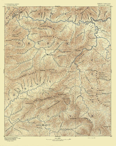 Nantahalah Sheet North Carolina - USGS 1885  White Modern Wood Framed Art Print with Double Matting by USGS